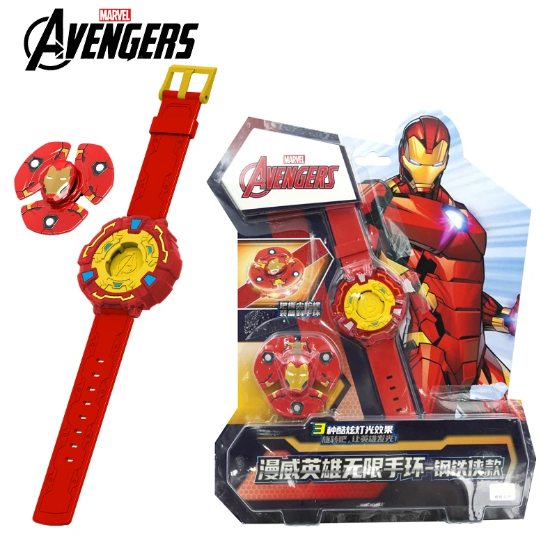 New Marvel Avengers Iron Man Style fidget spinner wristband Three kinds of glare Movie peripheral Toy Set Boy Birthday Gift