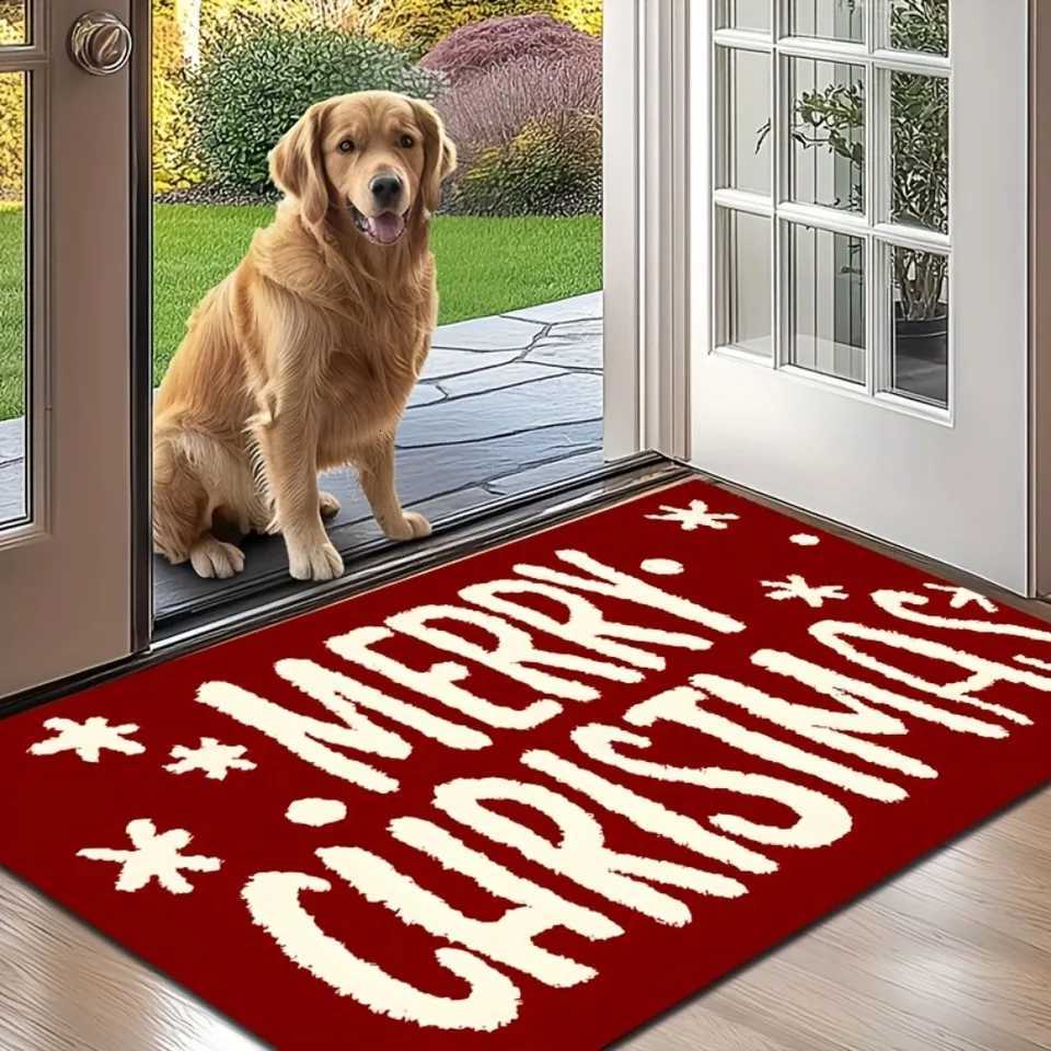1pc Red Door Mat Marry Christmas Tree Santa Claus Print for Home Room Decor Non-slip Door Rug Cozy Carpet for New Year ChristmasM251117