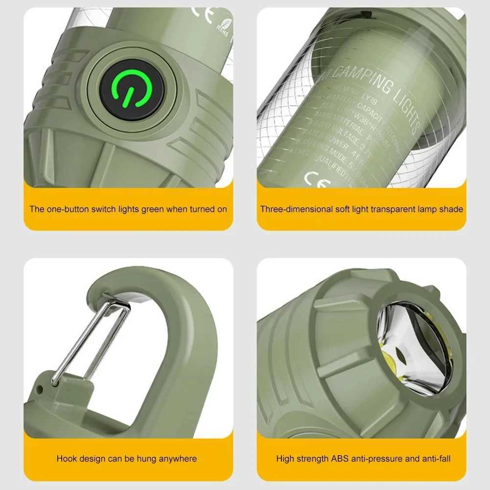 LED Retro Camping Light Type-C Charging Emergency Flashlight Outdoor Lighting Camp Atmosphere Hanging Light M251117