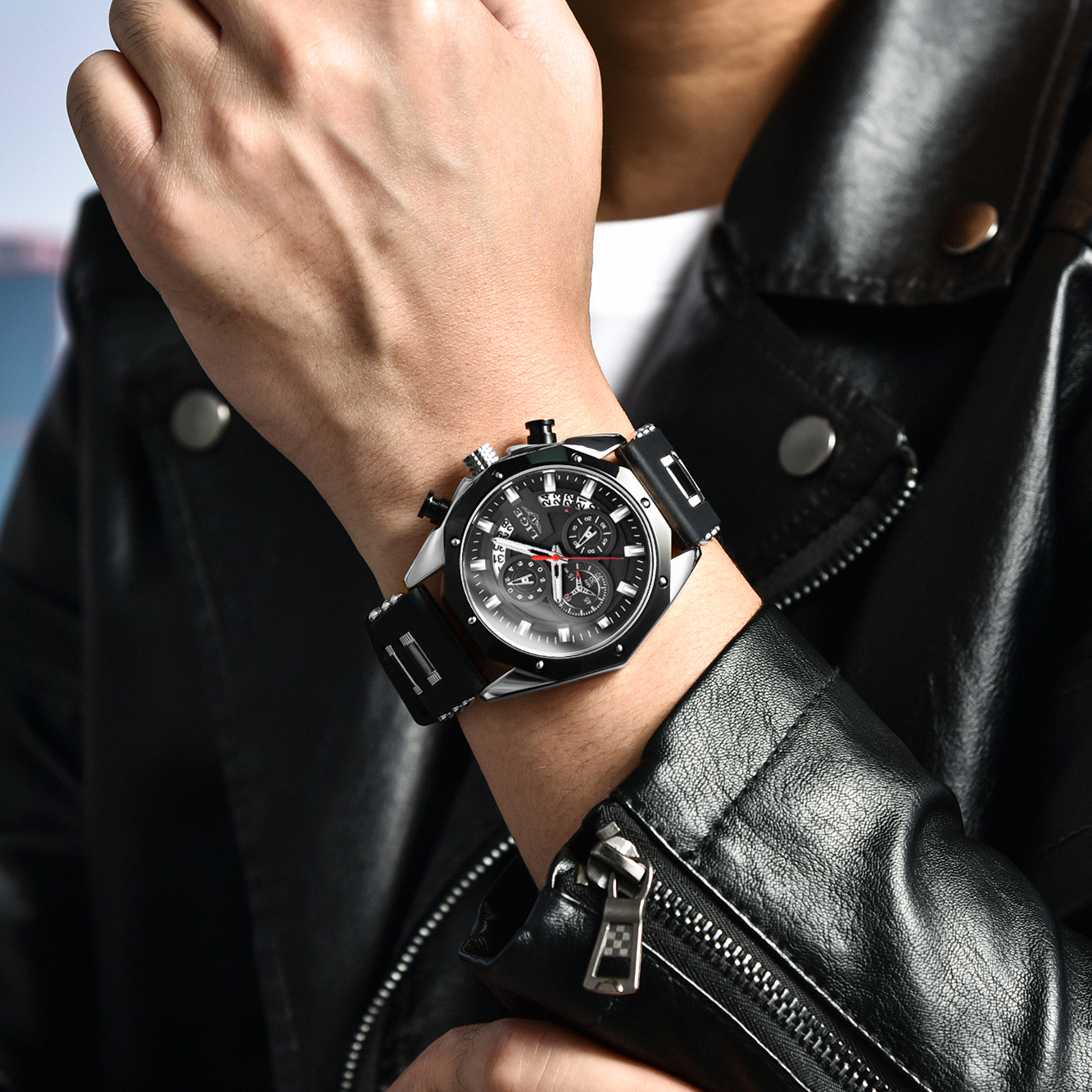 LIGE Mens Watches Brand Luxury Silicone Strap Waterproof Sport Quartz Watch Men Chronograph Military Clock Multi-function chronograph Quarzuhr