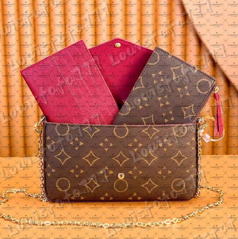 Luxury womens multi pochette accessories designer bags handbags body beach crossbody bag flower brand chain evening leather shoulder bag wallet high quality box