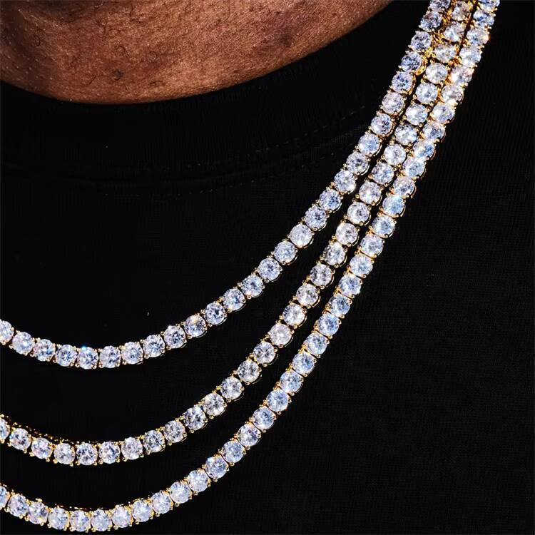 AAA Gems 3mm VVS Moissanite Tennis Chain Moissanite Tennis Chain Vvs Moissanite Square Tennis Chain