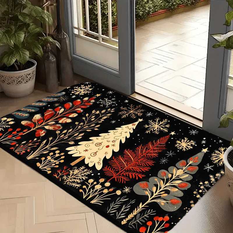 VIKAMA Christmas Carpet Christmas Tree CarpetKitchen Rug Long Carpet Absorbent Doormat Carpet For Live Room Sofa Floor MatM251117