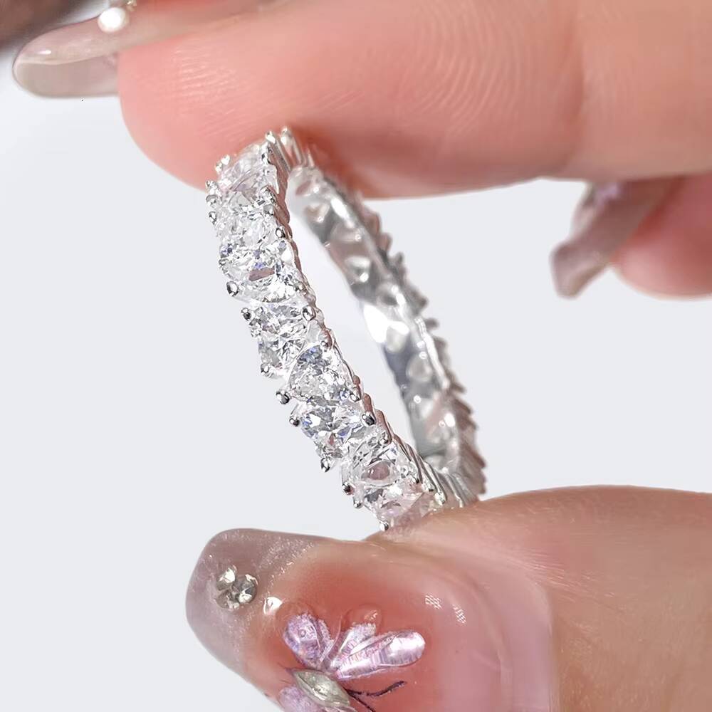 Wholesale 925 Sterling Silver Engagement Rings for Women 5A Cubic Zirconia Sparkle Jewelry Silver Plated