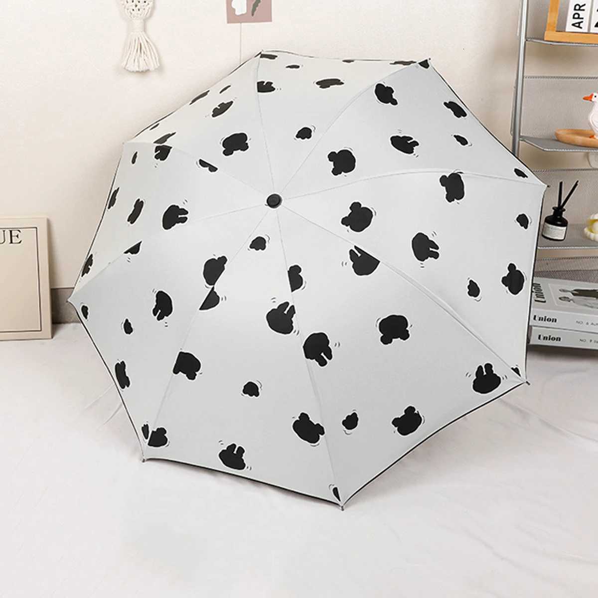 Ins Wind Flower Automatic Umbrella for Girls Fresh Folding Student Black Glue Sunscreen Rain and Rain Dual Use Sunshade Umbr C251117