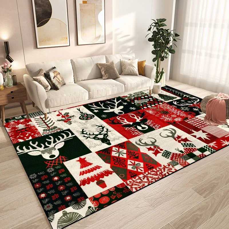 Christmas Tree Snowflake Carpet for Living Room Doormat New Year Red Decoration Home Rug Non-slip Dining Room Decor Floor MatsM251117