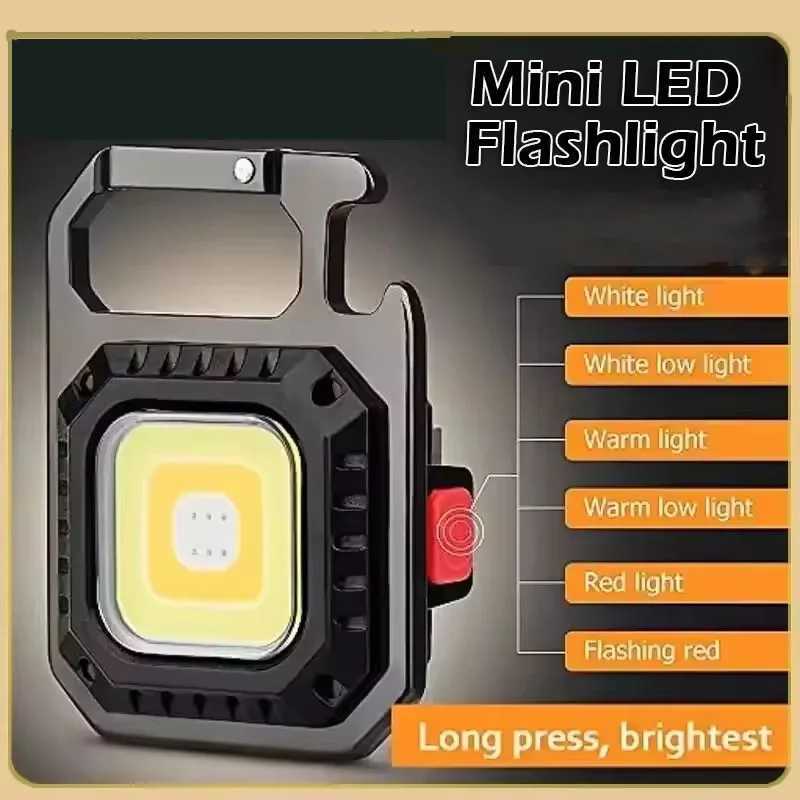 Mini Keychain Flashlight Light COB Work Light USB Rechargeable Lamp Side Lights Super Bright Portable Lanterns M251117