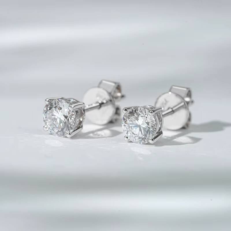10K Gold Diamond Earrings Studs 1ct Round Cut DE VVS2 VS1 Lab Diamond IGI Certified Yellow White Gold Diamond Earring Studs