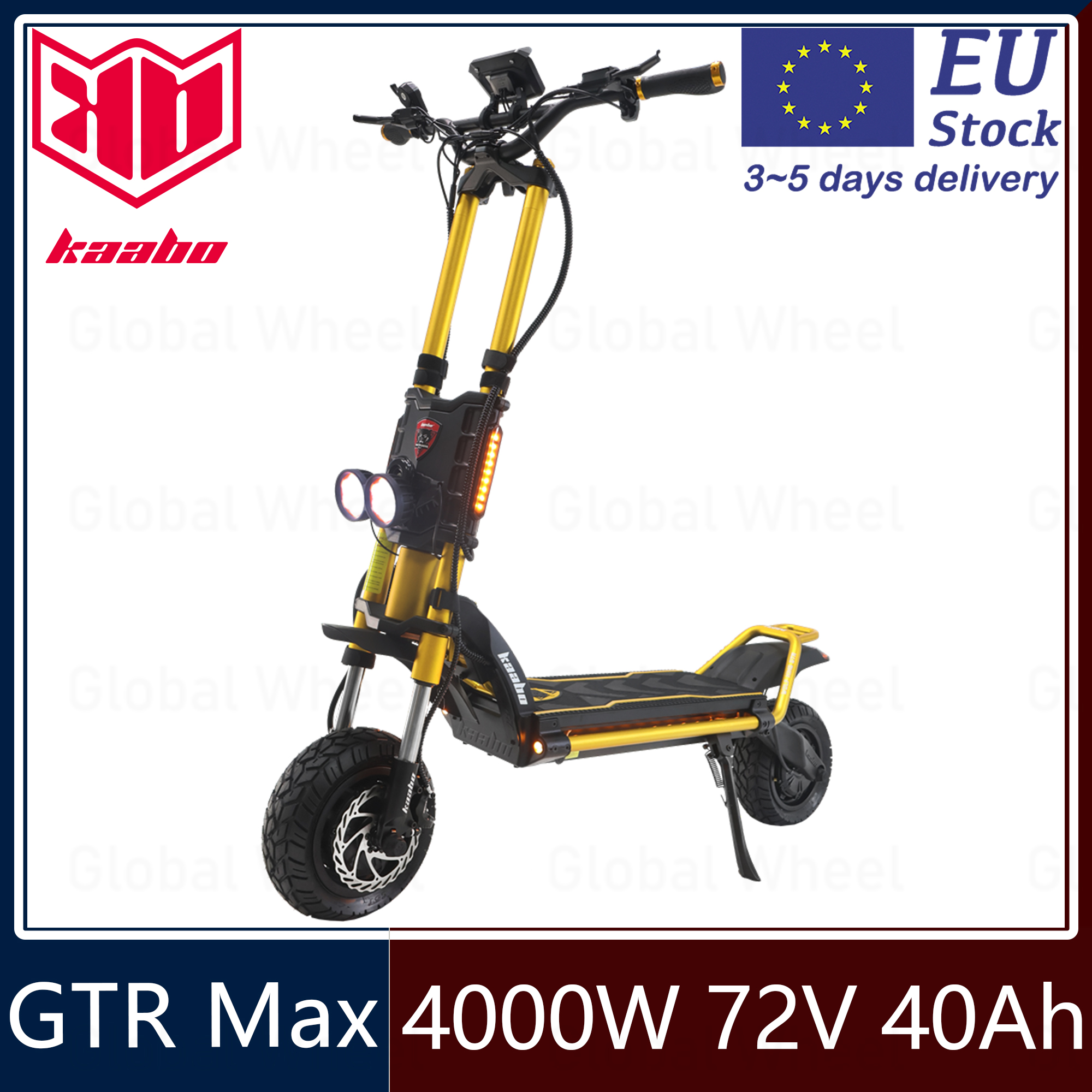 KAABO Wolf King GTR Max 2000W*2 Motor 72V 40Ah Battery Central Display 12inch Vacuum All-terrain Run Stability Control CST Tire IPX5 Waterproof Electric Scooter