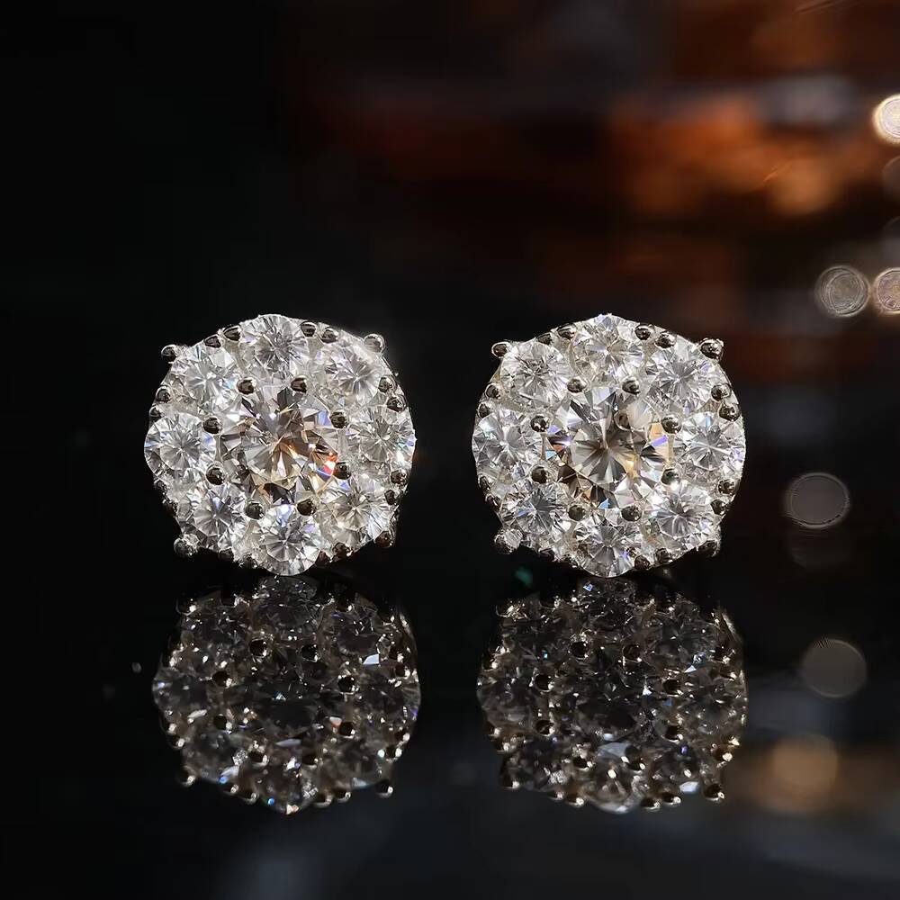 18K Gold Plated 925 Silver Floral Moissanite Earrings Dainty Daisy Studs Jewelry Gift for Women