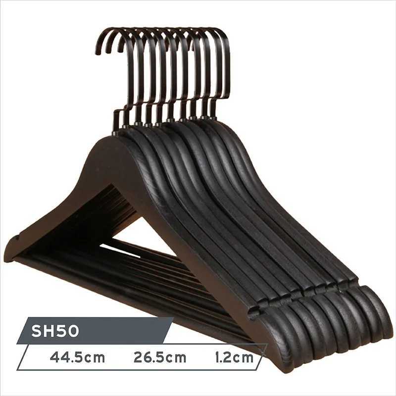 10Pcs/set Adult Extra-Wide Solid Wood and Metal Hook Wooden Hangers With Notches Non-slip Metal Hook for Clothes W2760 C251117