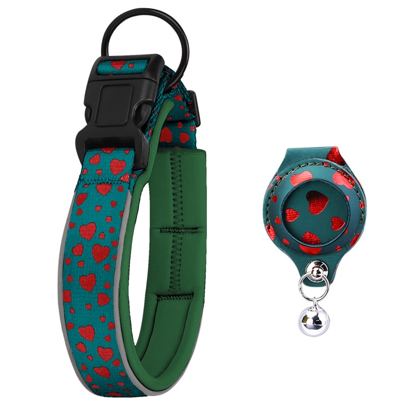 Factory Custom & Free Design Airtag Holder Dog Collar Adjustable Soft Nylon Ribbon Reflective Quick Release Dog Airtag Collar