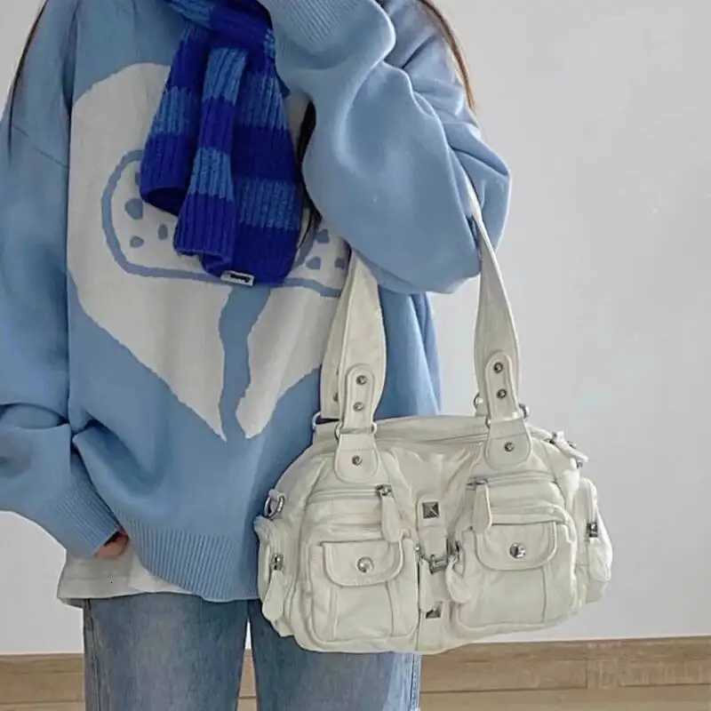 2025 New All Match Retro Simple Handbags Y2k Aesthetic Casual Office Lady Shoulder Bags Vintage Punk Pockets Underarm Bag WomenW251115