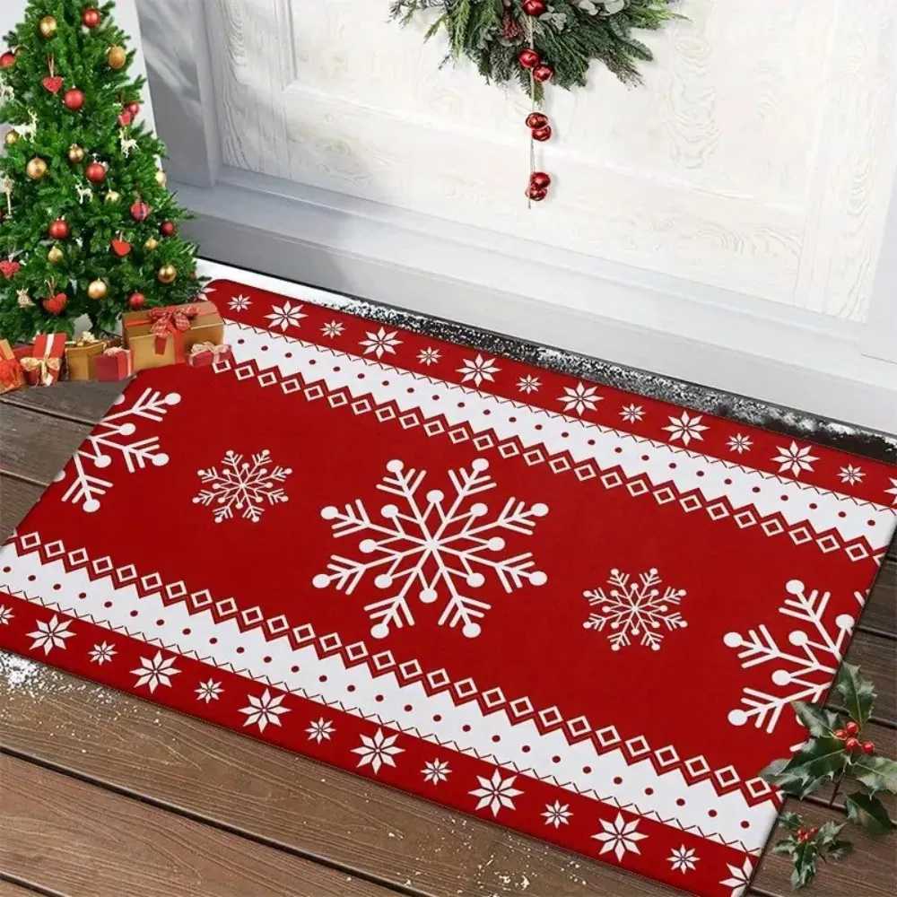 VIKAMA Christmas crystal velvet floor mat holiday cartoon bathroom anti-slip mat Christmas atmosphere snowflake deer door matM251117
