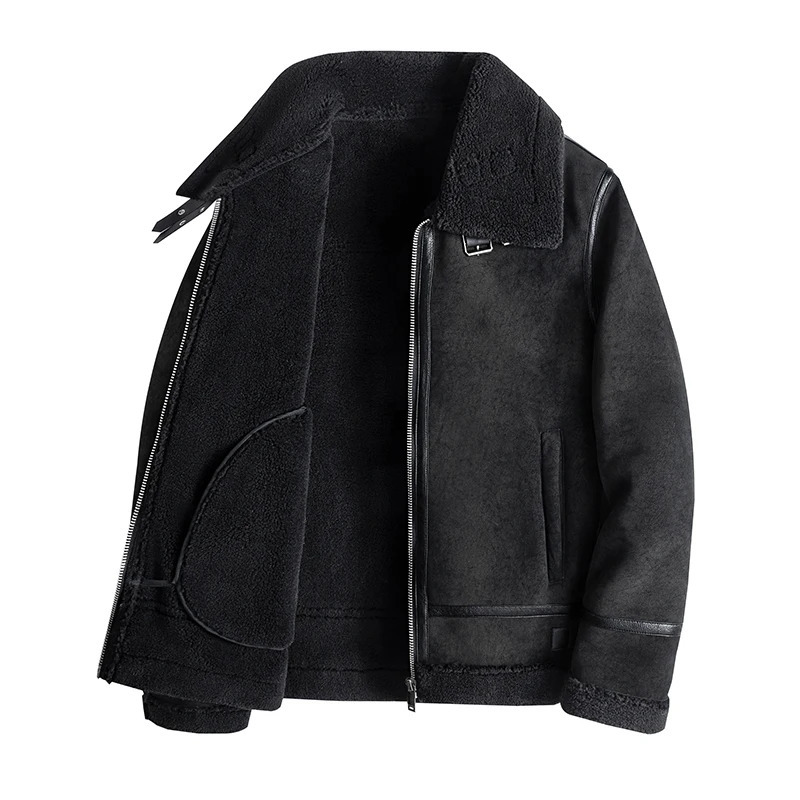 Fur Lamb Wool Leather Coat Thickened Warm PU Leather Coat Mens Warm Cashmere Coat Leather Jackets MENS 251114 - view 6