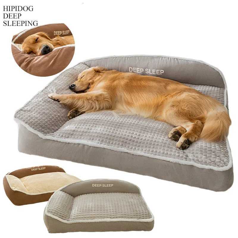 Velvet Handmade Plush Dog Sofa Orthopedic Non-slip Bottom Washable Memory Foam Dog Bed for Large Dogs Winter Warm Pet BedM251117
