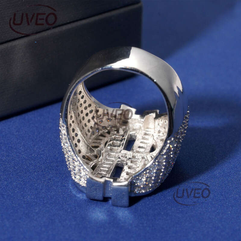 Iced Out Jewelry Gold 925 VVS Moissanite Ring Moissanite Diamond Hip Hop Pass Diamond Tester Couple Women
