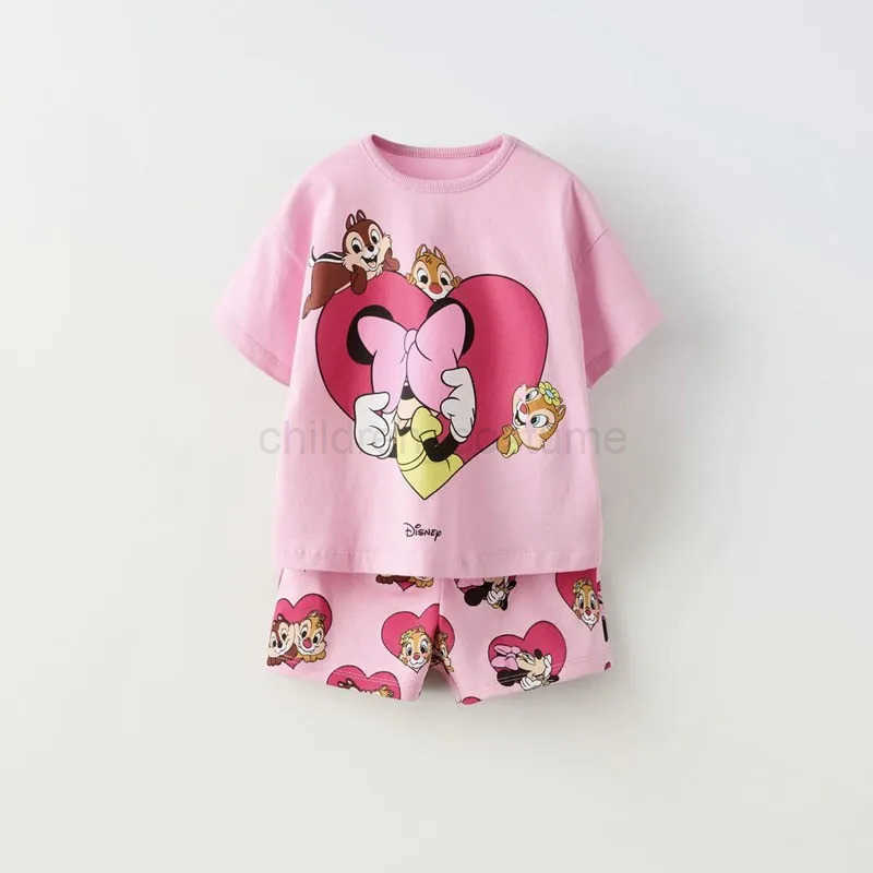 Disney Mickey Boys 2pc/set Summer Clothing New Style Children Short-sleeved Suit Loose Fashion Popular Baby Girl Boy Tracksuit Disney W20250417