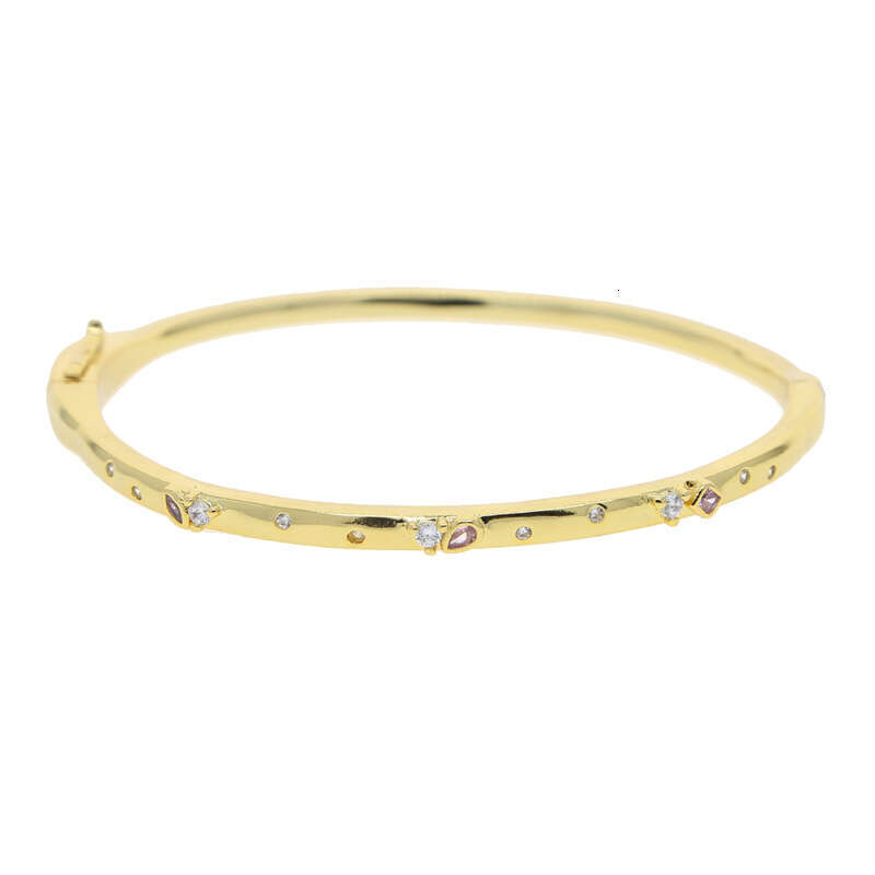 DHCollections Designer Inner Size 58 60mm Pink Blue Waterdrop Zircon Bangle Elegant Bracelet Earrings Gold Plated Pave Cubic Zircon Women Party Gift J