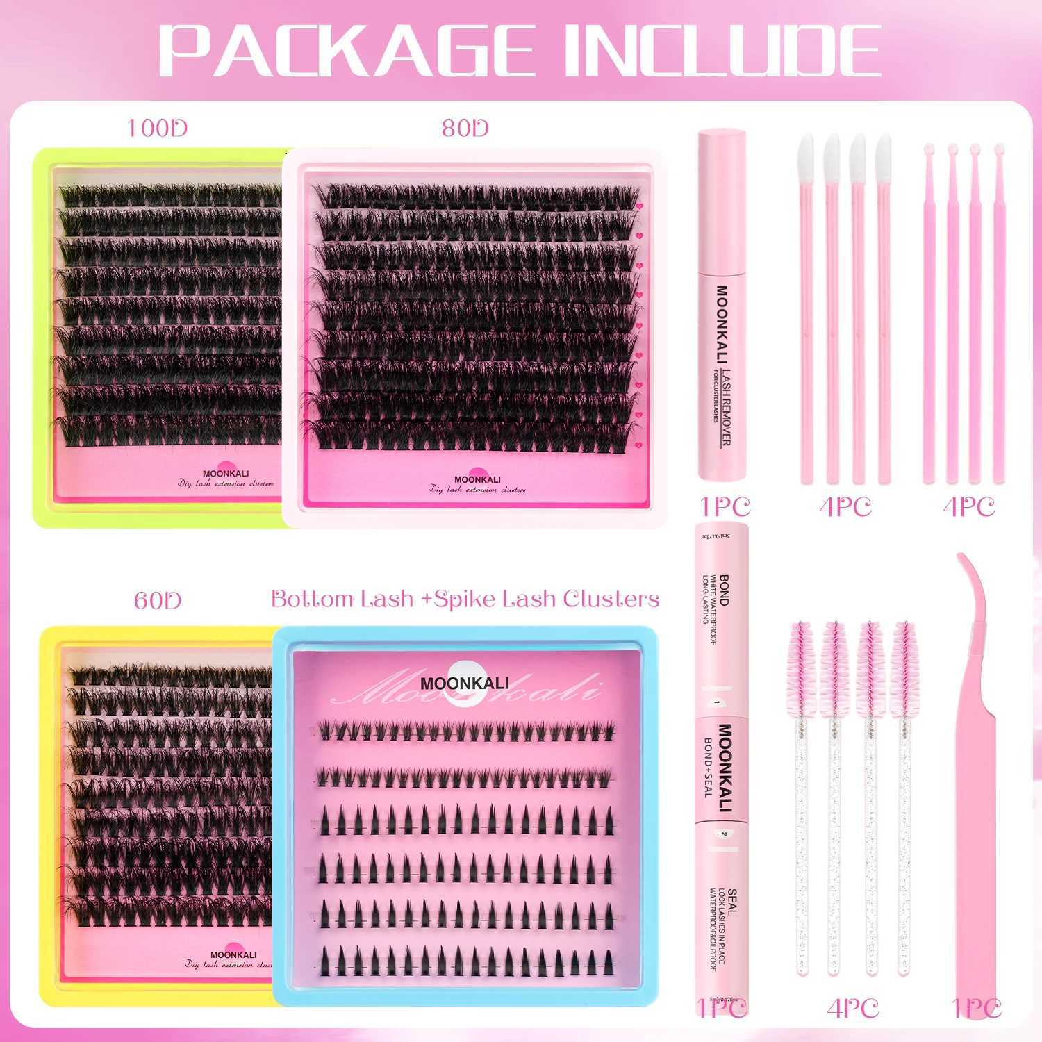MOONKALI 4 Styles Lash Clusters Kit Volume/Full/Bottom Eyelash Clusters Wispy Volume Segmented Lashes Set Cat Eye StyleT251117