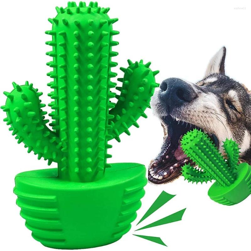 Update Dog Cactus Interactive Rubber Chew Toys For Small Large Dogs Tooth Cleaning Toothbrush Treat Dispenser Pet