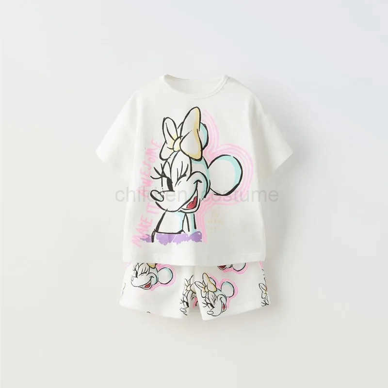 Disney Mickey Boys 2pc/set Summer Clothing New Style Children Short-sleeved Suit Loose Fashion Popular Baby Girl Boy Tracksuit Disney W20250417
