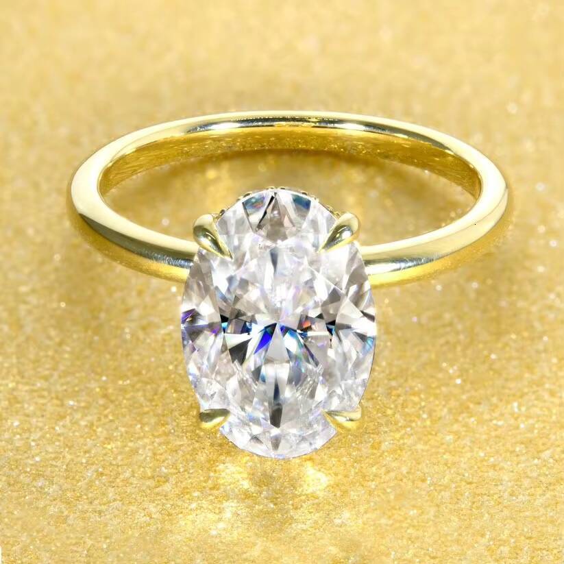 AAA Gems Fine Jewelry Rings 14K Gold Hidden Halo Lab Created Diamond VVS VS White CVD HPHT Diamond Wedding Engagement Ring