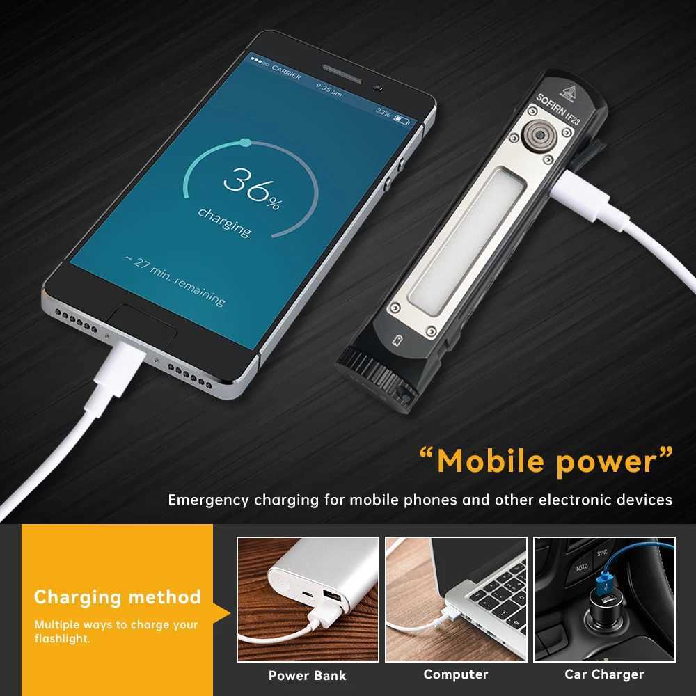 Sofirn IF23 RGB Light 4000lm Powerful LED Flashlight 21700 5V 3A USB C Rechargeable Floodlight Spotlight Torch with Magnetic M251117