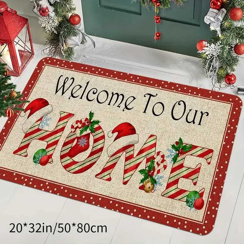 VIKAMA Christmas Crystal Velvet Rug Entrance Door Carpet for Bathroom Quick-Drying Floor Mat for Bathroom and Home DecorationM251117