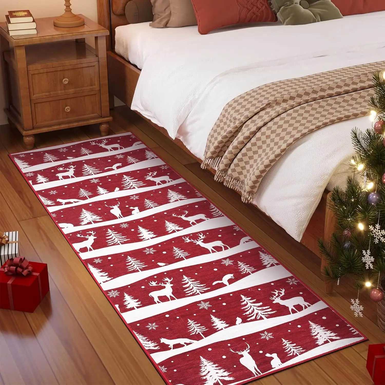 Creative Christmas Rugs Prints Soft Low Pile Area Rug Stain Resistance Non Shedding Floor Carpet for Dining Room KitchenM251117