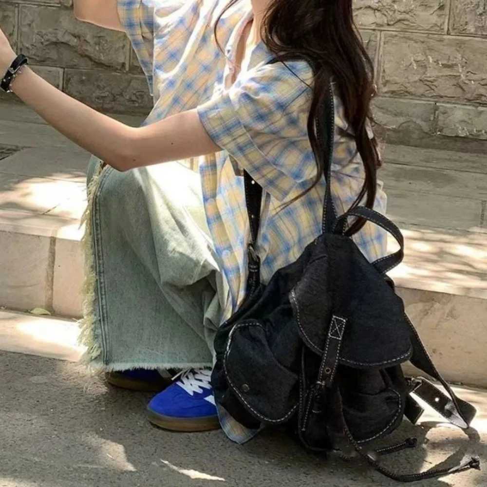 Casual Large Capacity Denim Backpack Vintage Fashion Shoulder Bag Canvas Versatile Unisex Backpack SchoolW251117