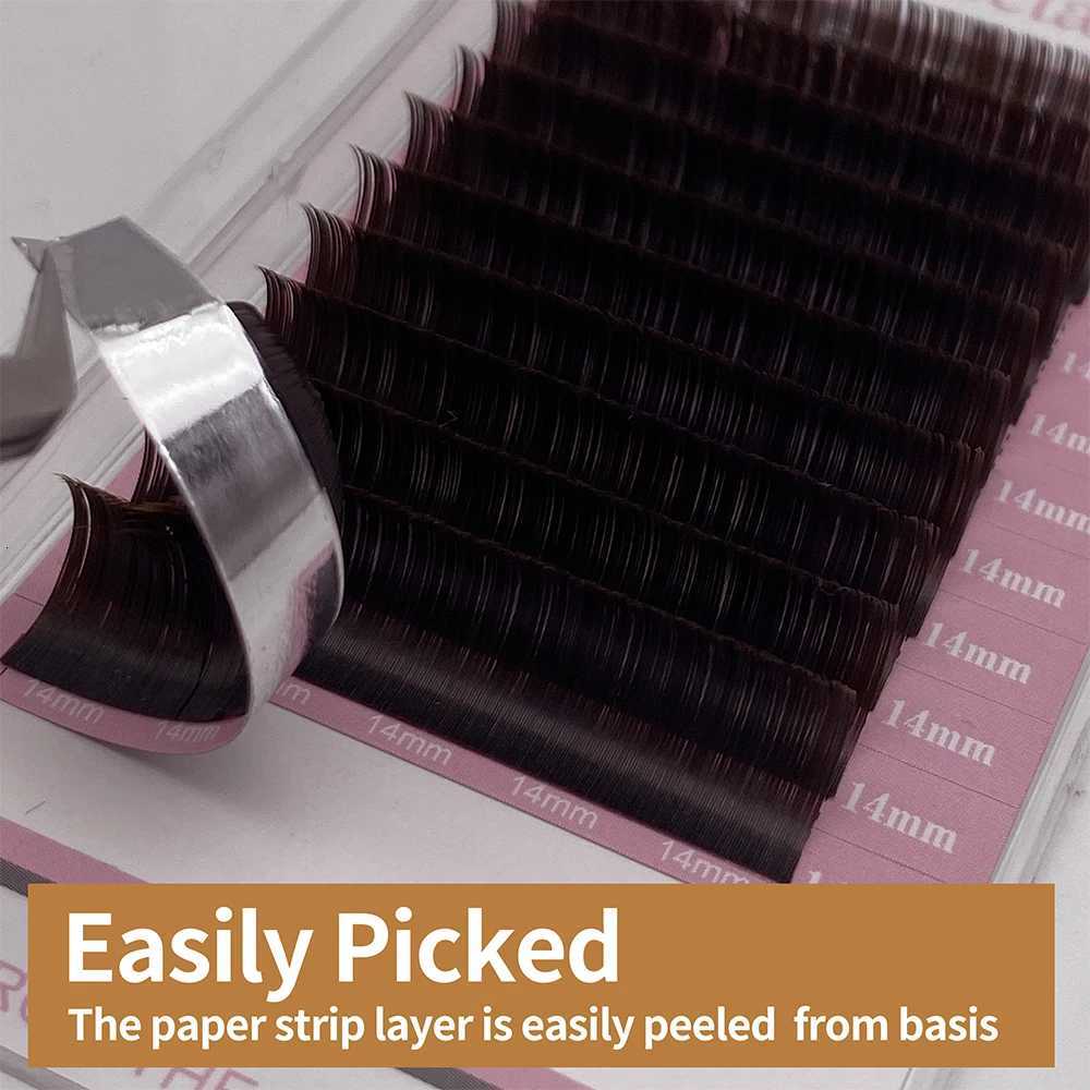 Qeelasee Ellipse Flat Eyelash Brown Color Soft Gentle Natural Eyelash Extension Maquillaje Makeup Faux Mink Flat Shape LashesT251117