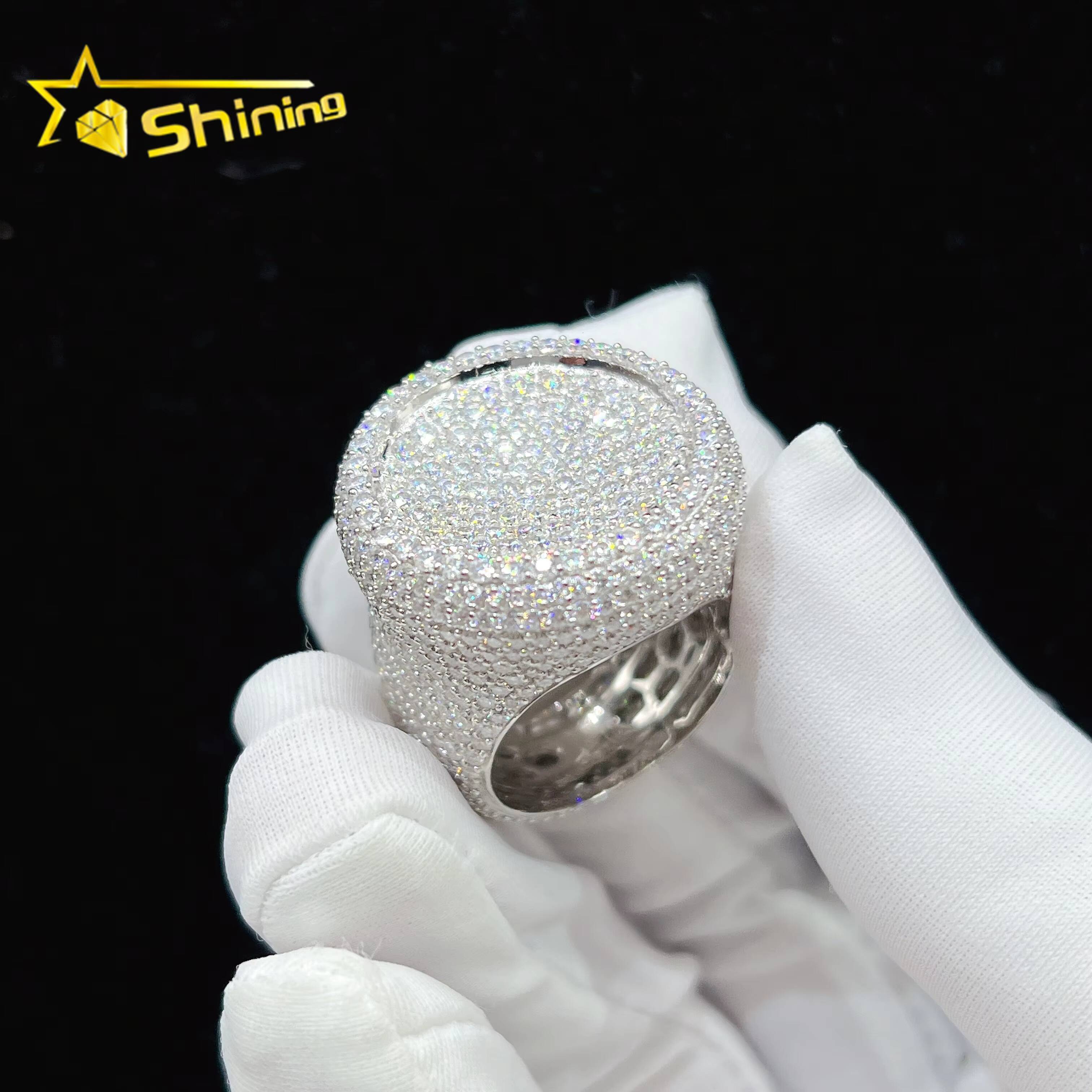 Ready to Ship Vvs Moissanite Diamond 925 Sterling Silver Hip Hop Luxury Iced Out Ring