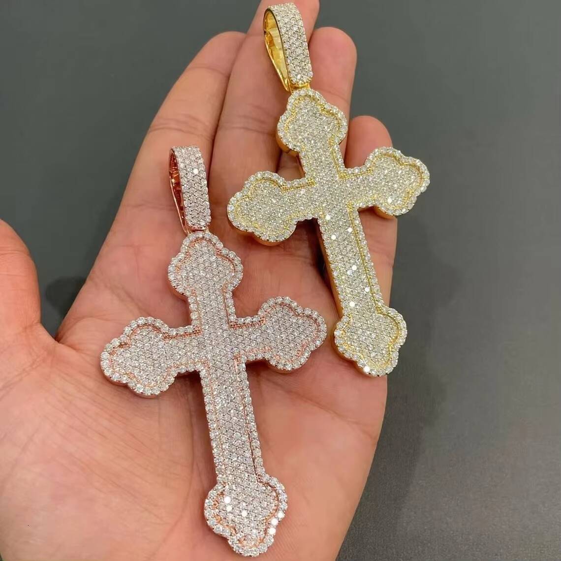 AAA GEMS Trendy Large Men Jesus Pendant in 925 Sterling Silver With VVS Moissanite Round Diamond Cross Pendant