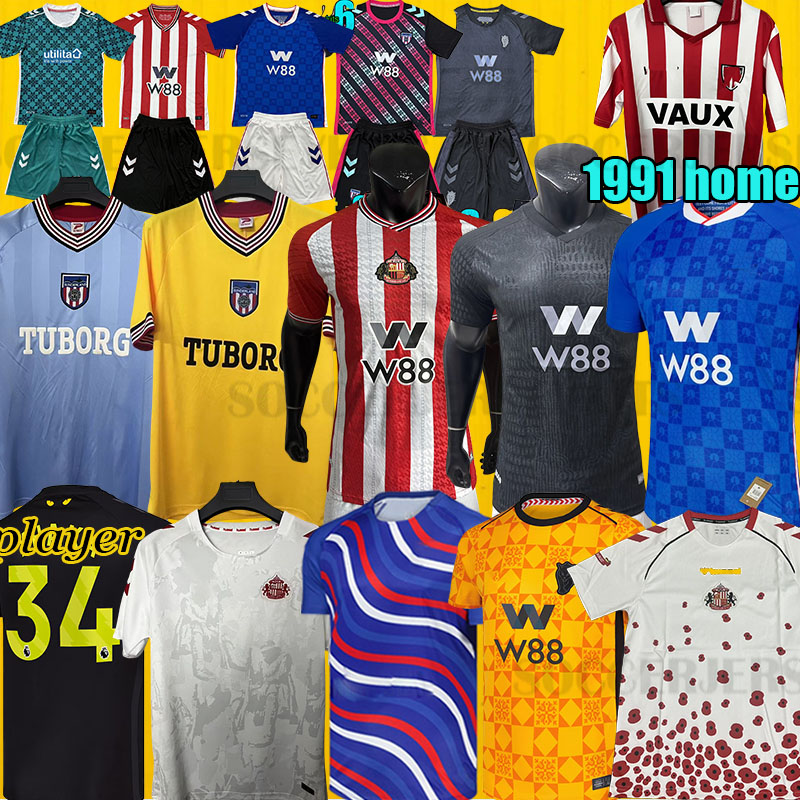 sunderland 25 26 football shirts Black Cats 2026 Blackout kits Retro Soccer Jerseys safc home away third PRITCHARD safc football shirts long sleeve third stripe tops
