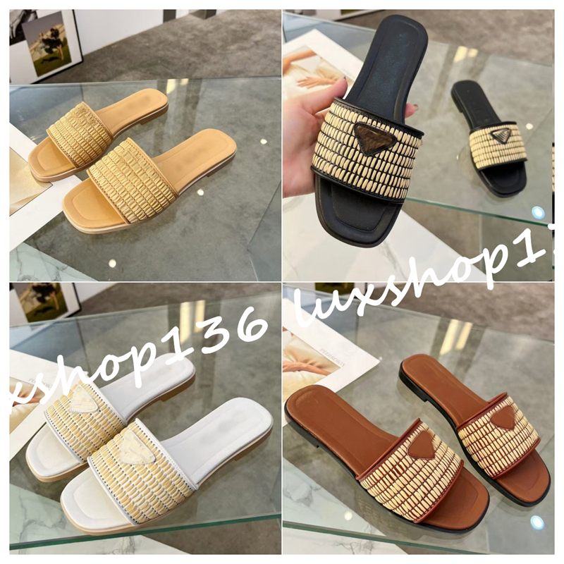 Fashion Designer Sandals Women Woven Slippers Summers Beach Sandals High Quality Flat slippers EU35-42 30697