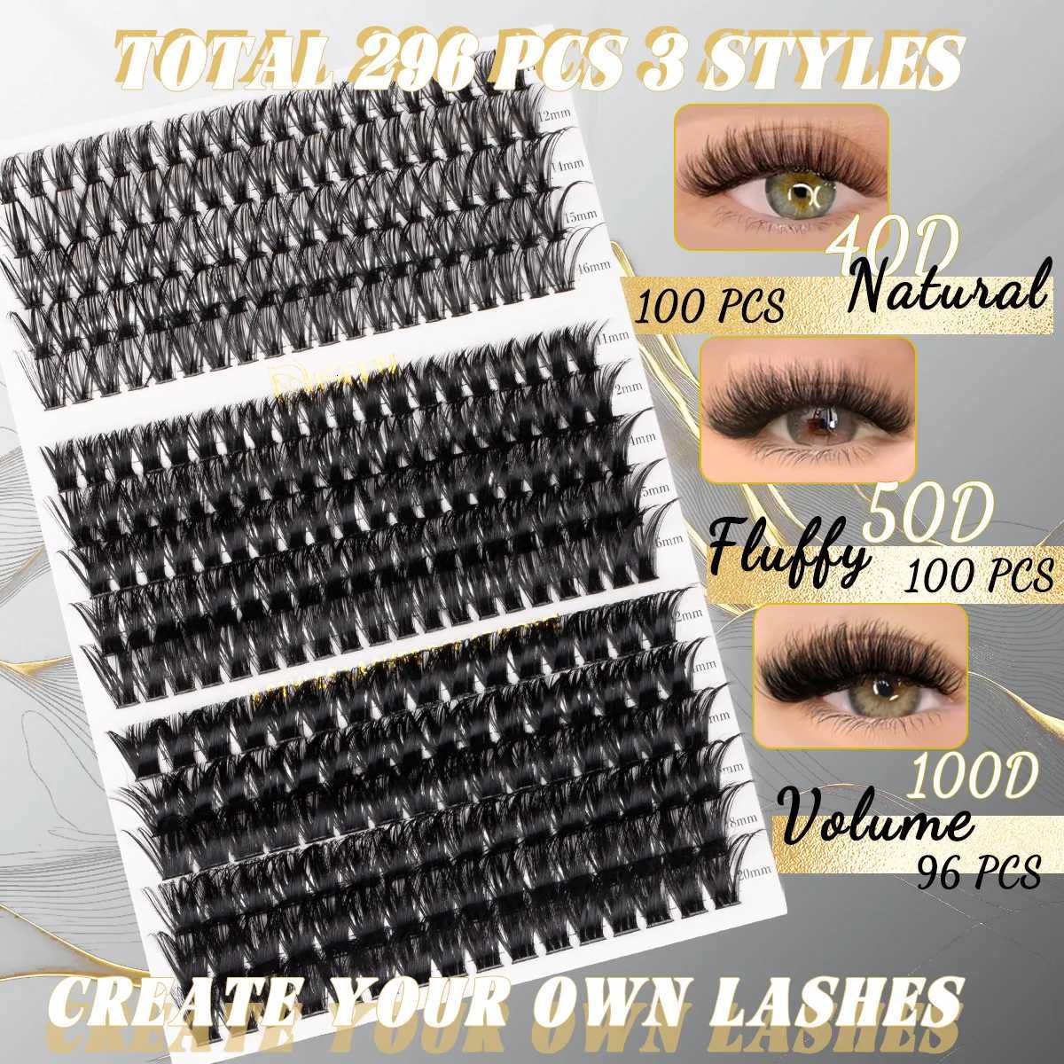 Lash Clusters Eyelash Extensions Natural Look Wispy Lashes D Curl Mix Length Cluster Lashes With Bond And Seal Remover TweezersT251117