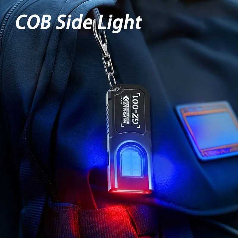 Multifunctional Keychain Flashlight USB Rechargeable Mini Flashlight With COB Work Light Keyring Camping Walking Pocket Lamp M251117