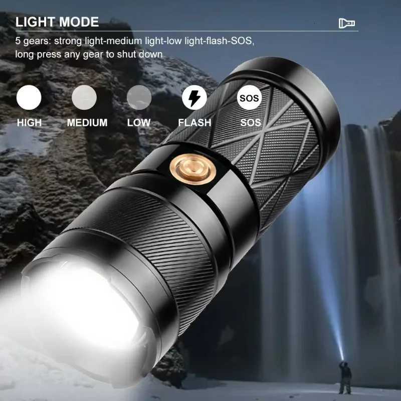 Aluminum Alloy Zoom Flashlight Ultra-Long Battery Life with LED on the Tail High Battery Life Portable Suitable for Outdoor M251117