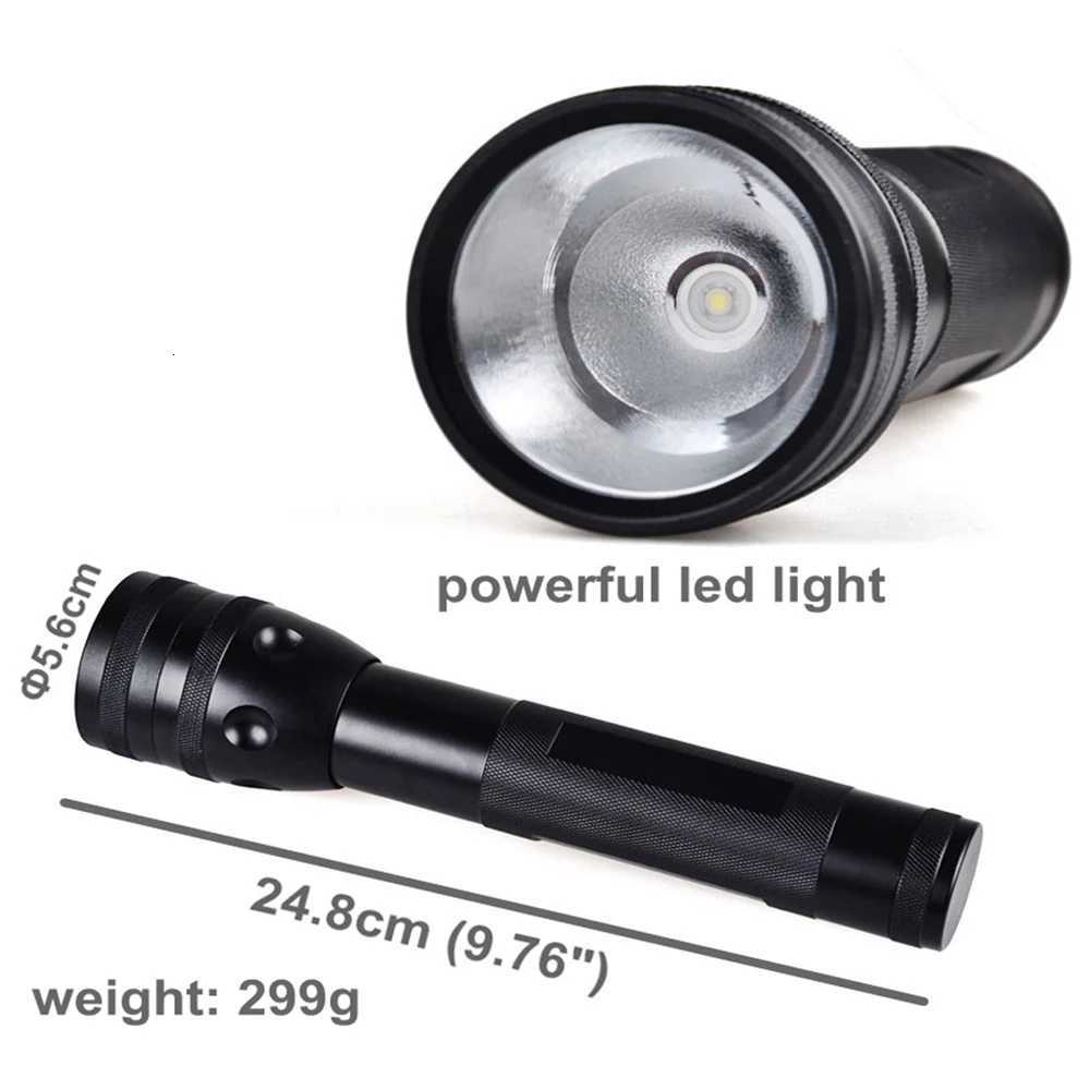 Powerful 10W LED Flashlight 3-Mode Hard Light Black Flashlight With Holster High Power LED Heavy-duty 2 Cell D Battery M251117