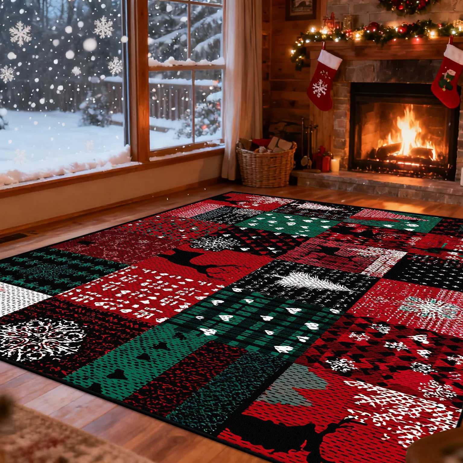 Christmas American Style Carpet for Living Room Decoration Sofa Coffee Table Area Rugs for Bedroom Large Area Floor Mat WashableM251117