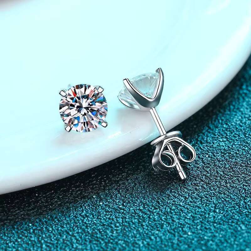 DHcollections Designer Female VVS1 Sandstone GRA Certificate Jewelry Pure Sier Men's Earrings