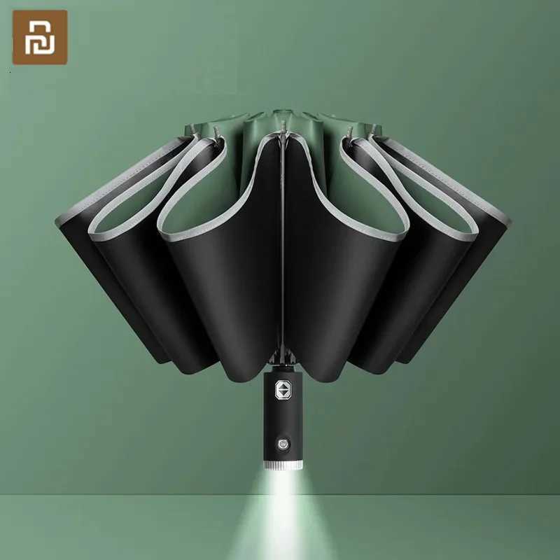 UV Automatic Umbrella With Reflective Strip Rain Wind Resistant Trip Sun Reverse Umbrellas Folding Umbrella C251117