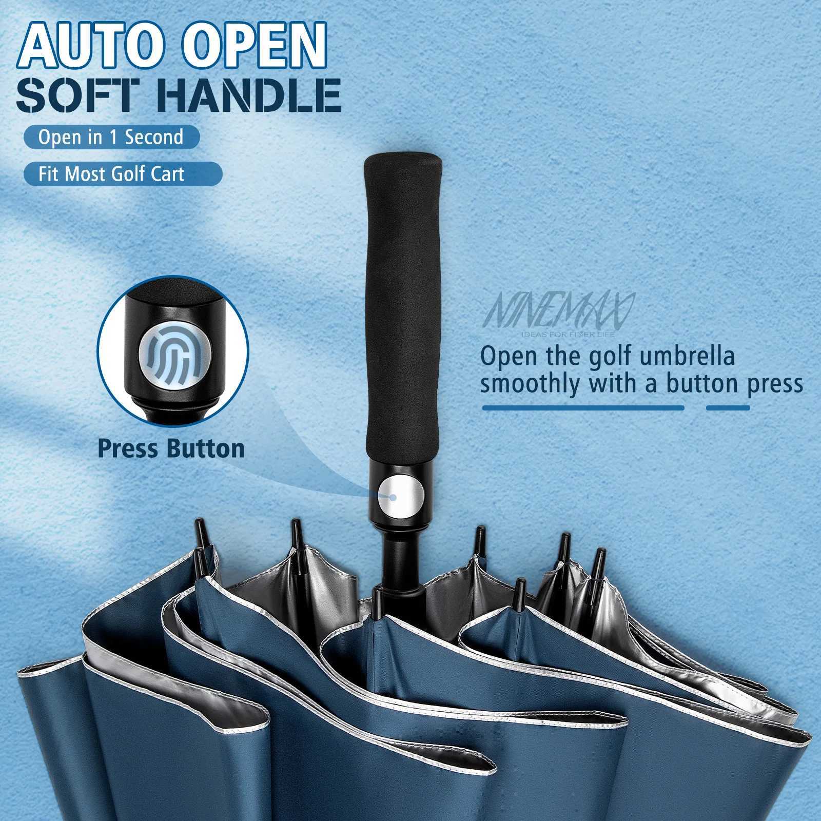 Umbrella Large 62 Inch UV Protection Umbrella Auto Open Vented Double Canopy Extra Large Windproof Stick Umbrellas C251117