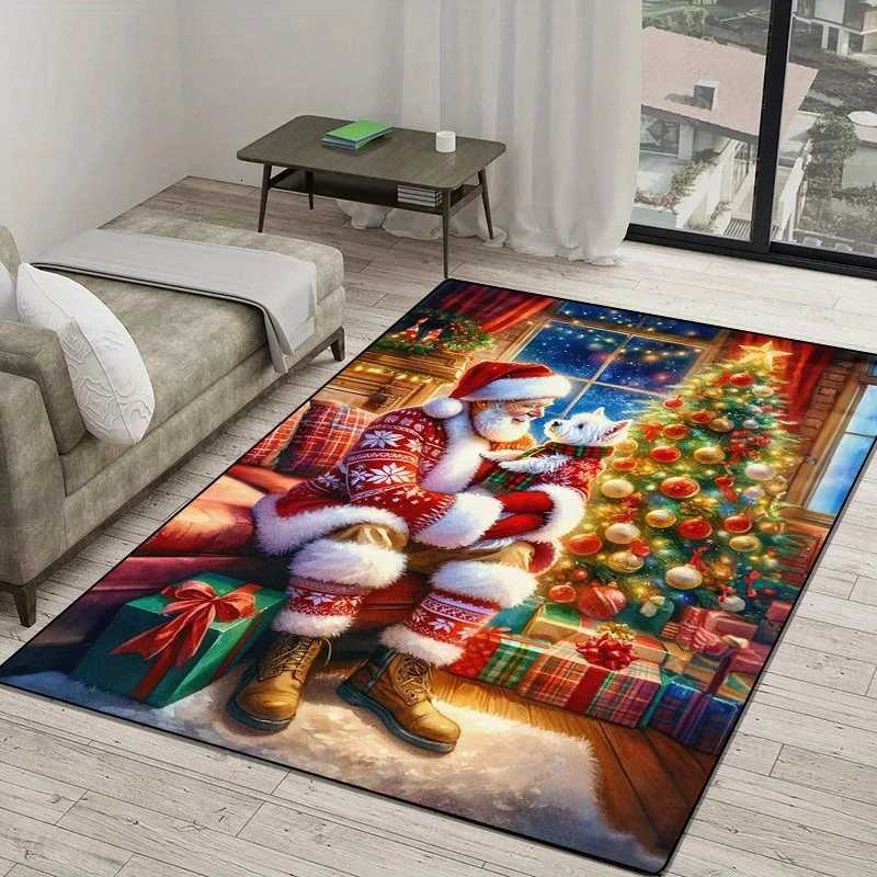 176 LB Per Square Meter Crystal Velvet Home Carpet Featuring a Santa Claus Design Suitable for The Living Room Bedroom KitchM251117