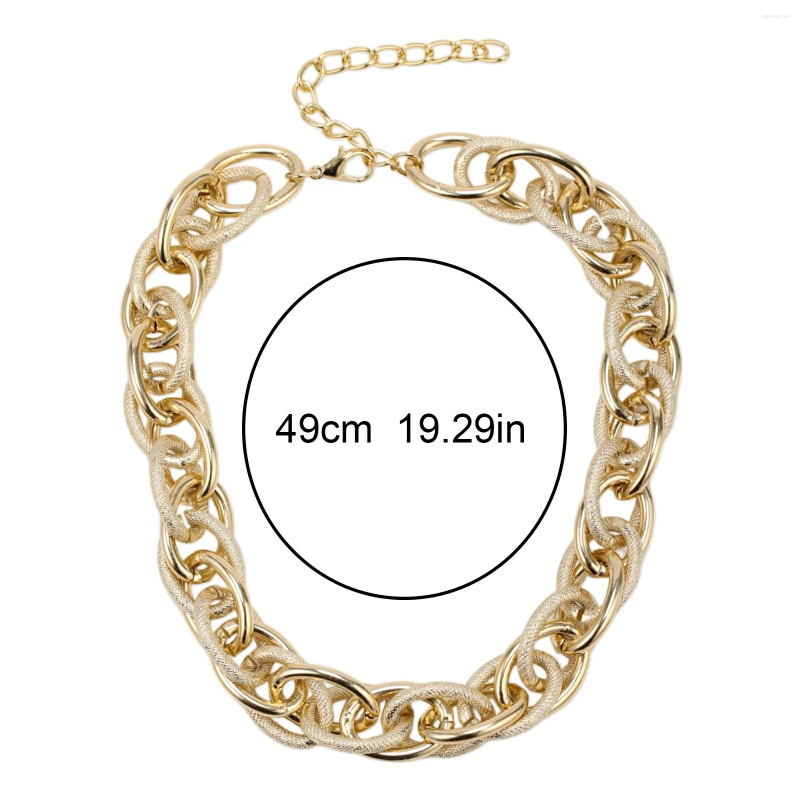 Necklace Earrings Set Gold Color Chunky Chain Pendant Bracelet For Women Trendy Punk Thick Metal Choker Collar Statement Jewelry