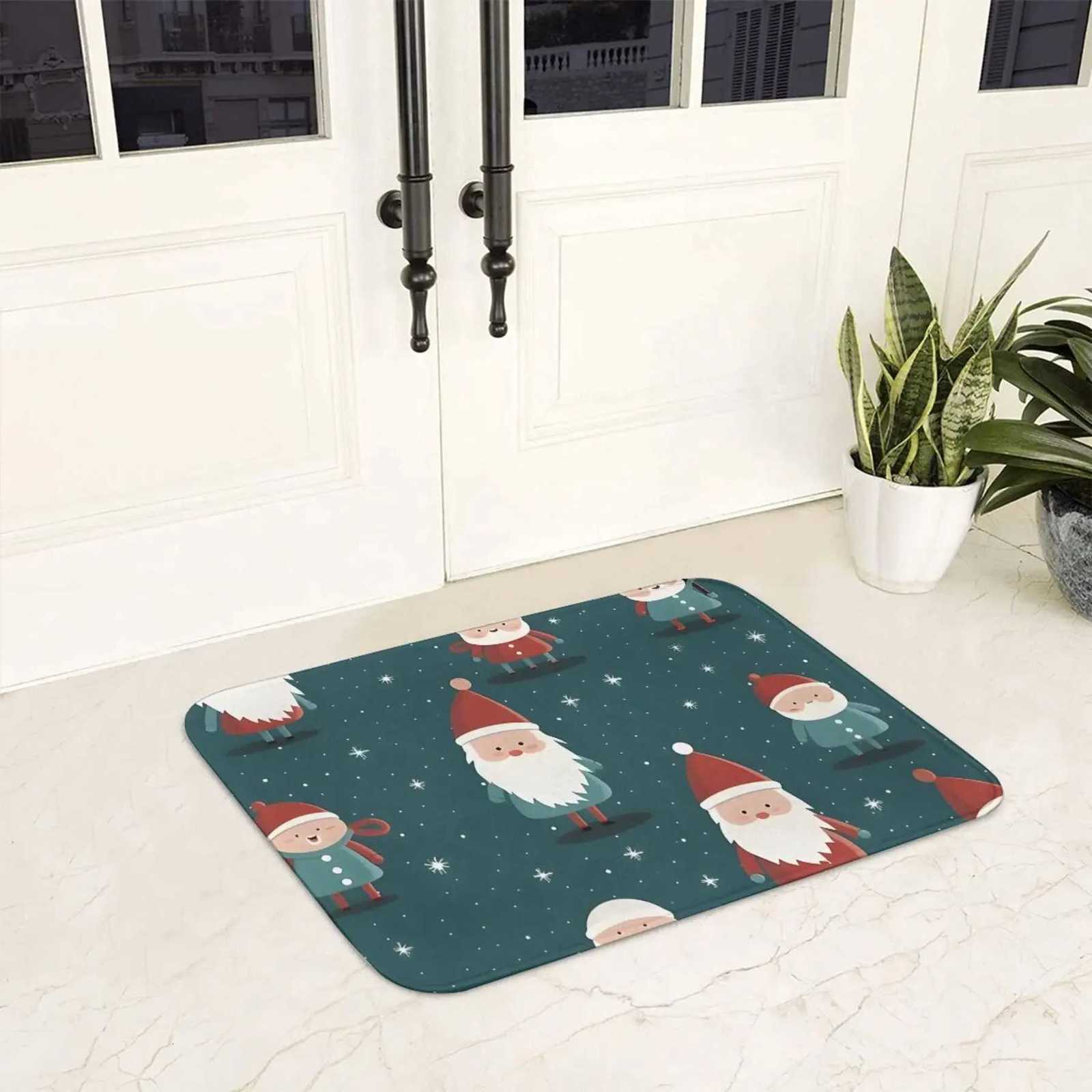 Christmas Doormat - Cheerful Santa Claus pattern polyester non-slip mat for indoor and outdoor home entrancesM251117