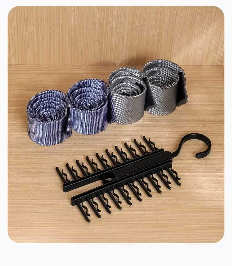 Tie Hanger Rotatable Necktie Storage Rack Wardrobe Organizer 20 Rows Large Capacity Belt Tie Closet Skidproof Tie Clamp C251117