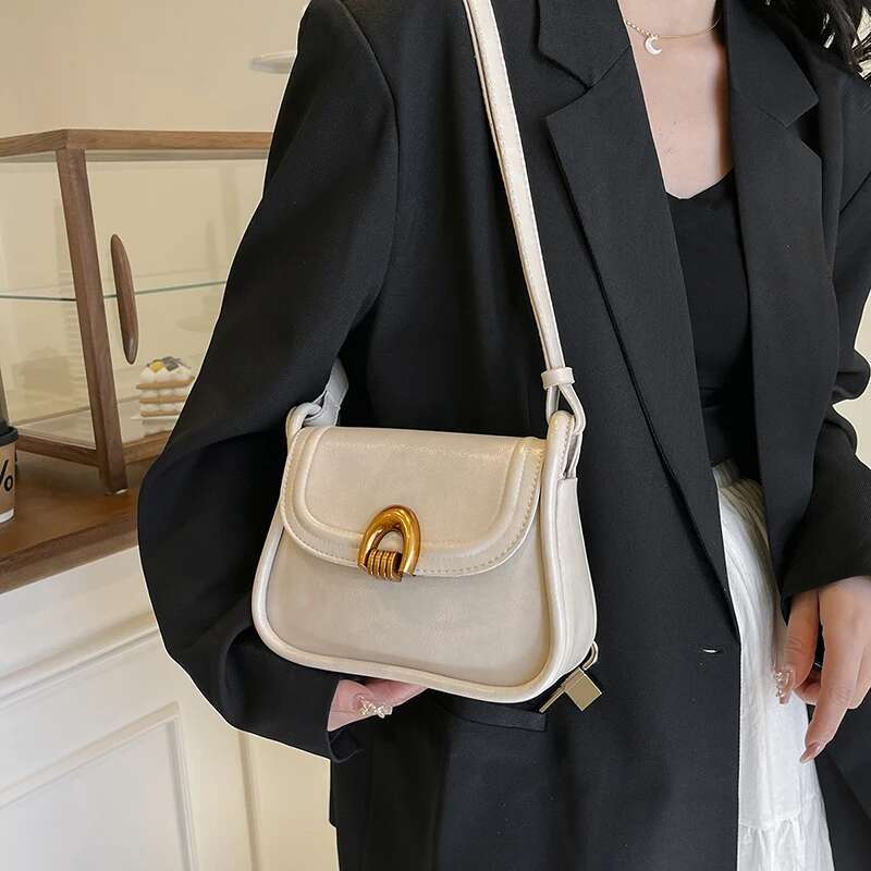 Vintage Flap Shape Cross Body Bags For Women 2025 Designer Purses And Handbags Pure Color Mini Size Shoulder Saddle Bag