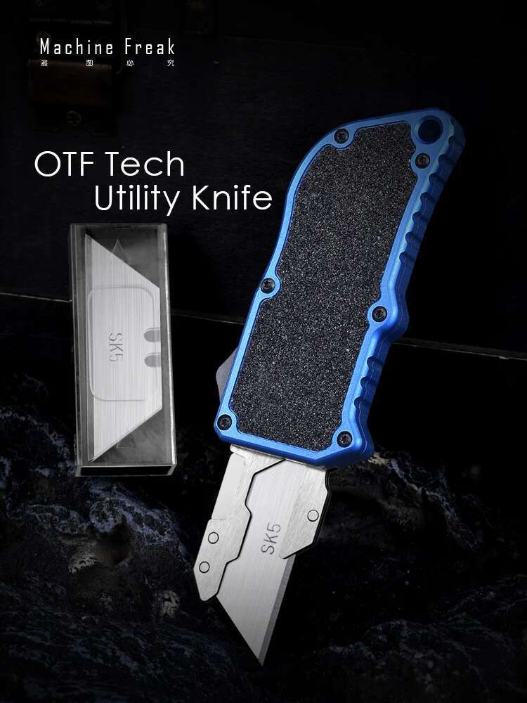 Exocet Series OTF Utility EDC Wallpaper Cutter Paper Knife Replaceable Sk5 Blades Aluminum Alloy Frosting Pocketknives